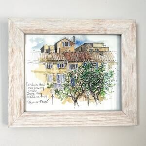 Original Signed 2014 Watercolor Painting Excelsior Hotel Siena Italy by Russeu P